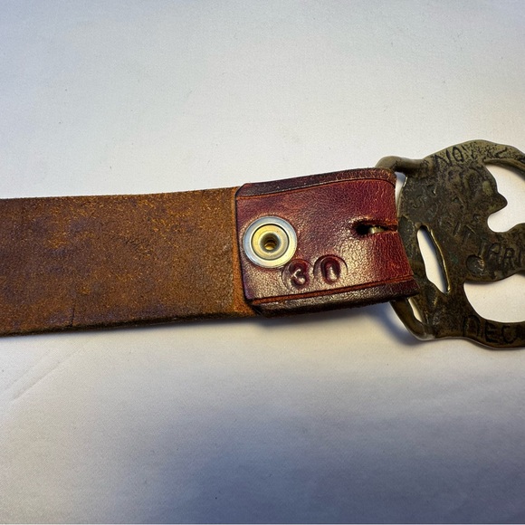 Vintage Western Leather Belt Brass Sagittarius Horse Buckle Boho Cowgirl Size 30 - Picture 8 of 9